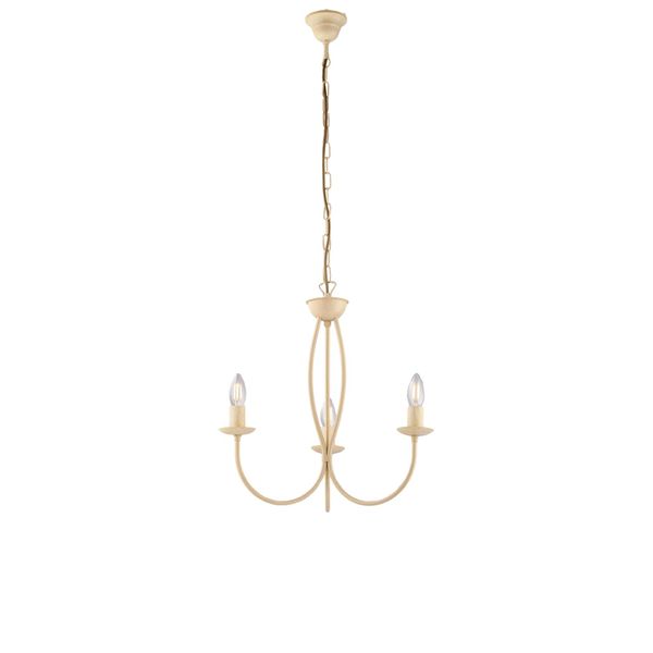 Botte - Lampadario In Ferro Laccato Avorio Con Decoraz. Effetto Decapè 3 Luci 110 - Ø45 - BL147-3-AV-image