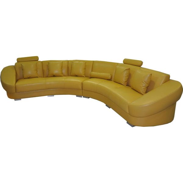 Divano Angolare Rotondo Divano Imbottito Xxl Grande Divano Rotondo Zona Giorno Forma U Giallo Nuovo-image