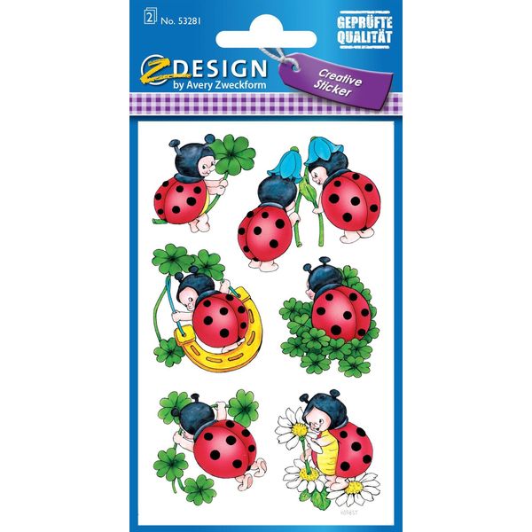 Avery Zweckform® 53281 Z-Design 53281, Adesivi Decorativi, Coccinella, 2 Fogli/12 Adesivi-image