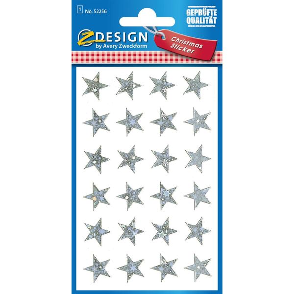 Avery Zweckform 52256 Avery Zweckform® Z-Design 52256, Adesivi Natalizi, Stelle, 1 Foglio/24 Adesivi-image