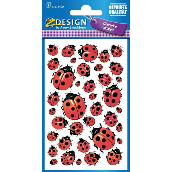 Avery Zweckform® 4400 Z-Design 4400, Adesivi Decorativi, Coccinella, 3 Fogli/114 Adesivi-image