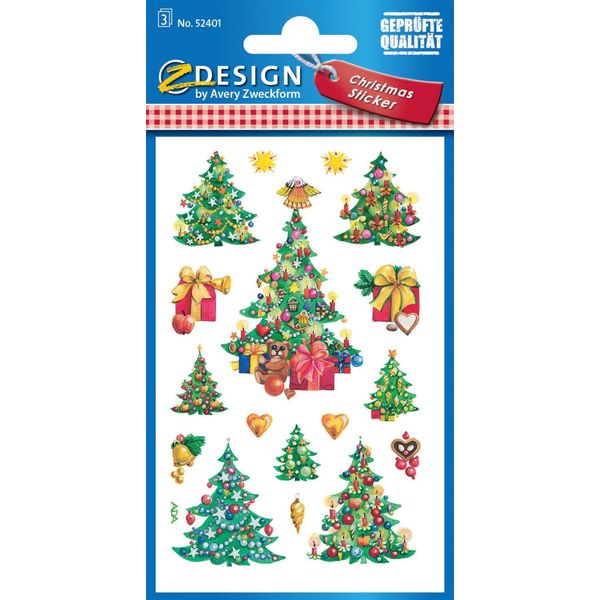 Z-Design 52401, Adesivi Natalizi, Alberi Di Natale, 3 Fogli/51 Adesivi-image