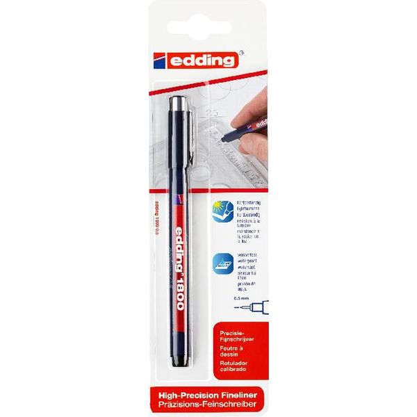 Edding 1800 Pennarello Di Precisione A Punta Fine Nero 0,5 Mm (1 Blister)-image
