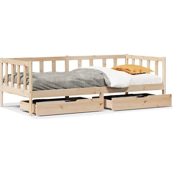 Vidaxl Letto Da Giorno Con Cassetti 90X190 Cm In Legno Di Pino Massiccio-image