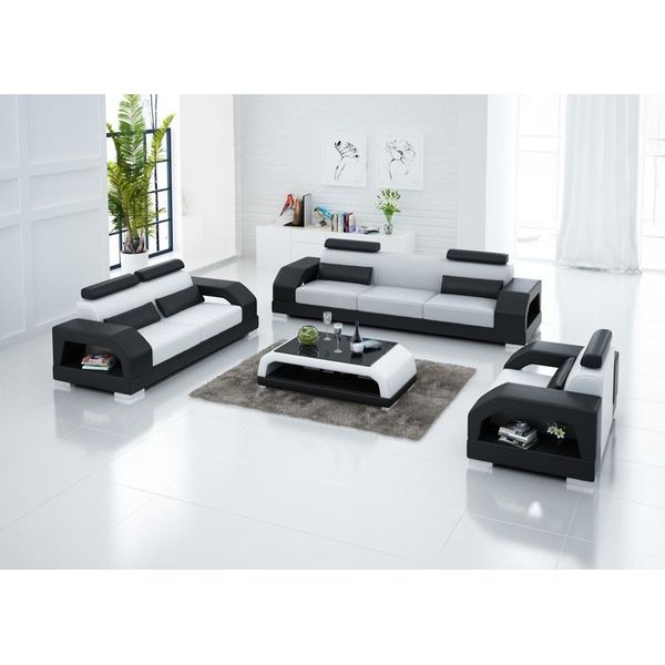 Divano In Pelle Divano Zona Giorno 3+2+1 Posti Design Divano Moderno G8001D-image