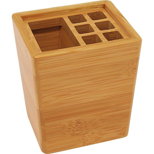 Portamatite Wedo, In Bambù, Con Inserto In Alluminio Rettangolare, 1 Scomparto Grande E 8 Scomparti Piccoli Per Penne Singole (61 407)-image