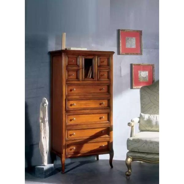 Mobili Italiani Mobile Alto Con Cassetti Credenza Cassettiera In Legno Nuovo-image