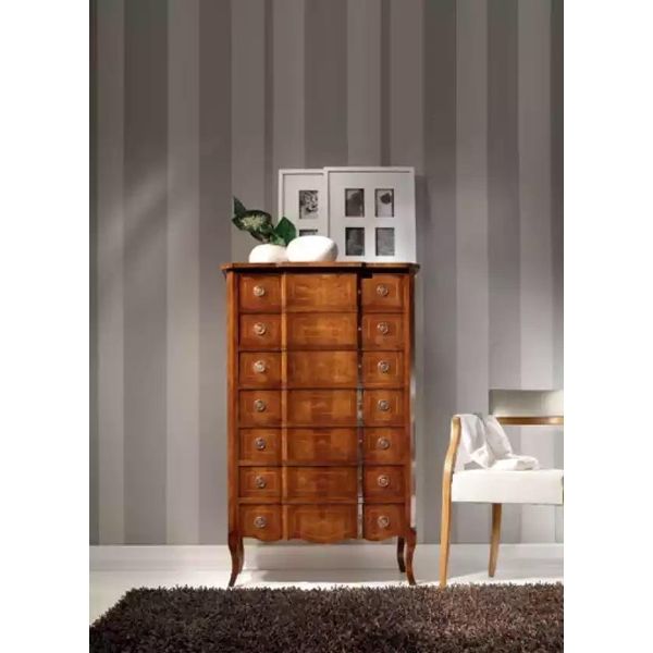 Cassettiera Italiana In Legno Marrone Mobili Cassettiere In Stile Classico Nuovo-image