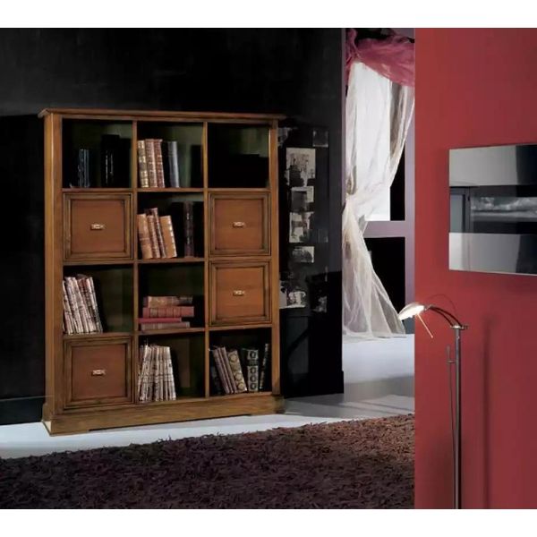 Armadio Soggiorno Libreria Credenza Mobili Classici Scaffali Legno-image