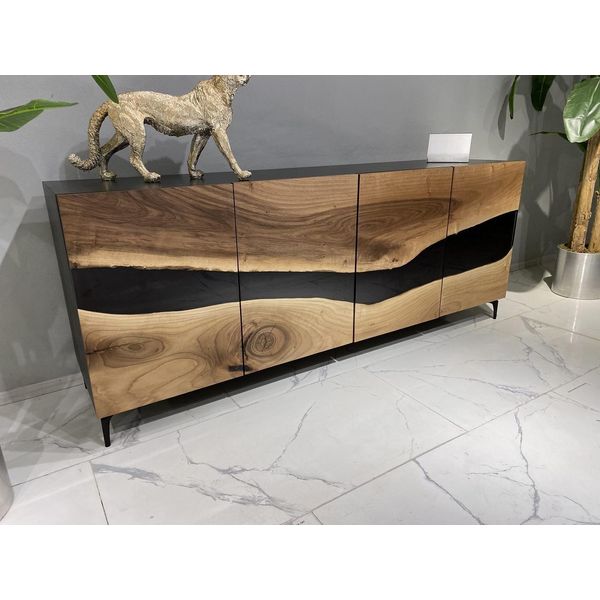Credenza Cassettiera Resina Epossidica Marrone Soggiorno Cassettiera Legno Credenza-image