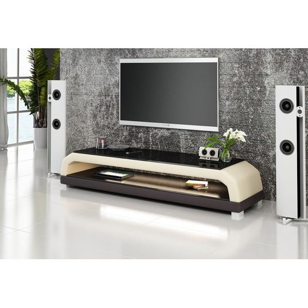 Rtv Tv Sideboard Tavolo In Pelle E Vetro Mobile Tv Tavolo Designer Nuovo TS1001-image
