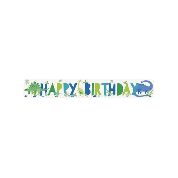 Unique Party - Bandiera, Foil, Dinosauro, Buon Compleanno SG38847 (Taglia Unica) (Blu/Verde)-image