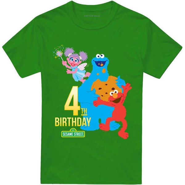 Sesame Street - Maglietta Per Uomo/Donna Unisex, 4° Compleanno TV28971 (S) (Irish Green)-image