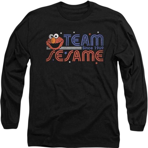 Sesame Street - Maglietta "Team Sesame"" Per Uomo/Donna Unisex, Manica Lunga TV29064 (Xl) (Nero)"-image