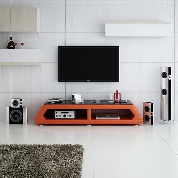 Rtv Tv Sideboard Leder Glass Table Television Table Designer Lowboard Mo.B !-image
