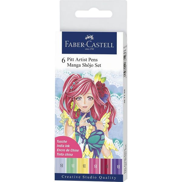 Faber Castell FC-167155 Tekenstift Faber-Castell Pitt Artist Pen Manga 6-Delig Etui ShôJo-image