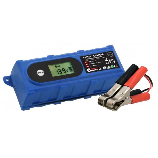Compass 07146 - Caricabatterie A Microprocessore 4Amp 6/12V Pb/Gel Display Lcd-image