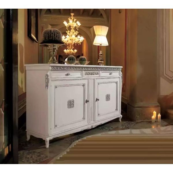 Credenza Cassettiera Armadi Soggiorno Legno Bianco Mobili Classici-image
