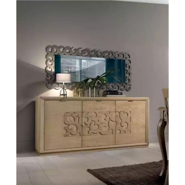 Lusso Credenza Specchio Soggiorno Legno Cassettiera Marrone 2Pcs-image