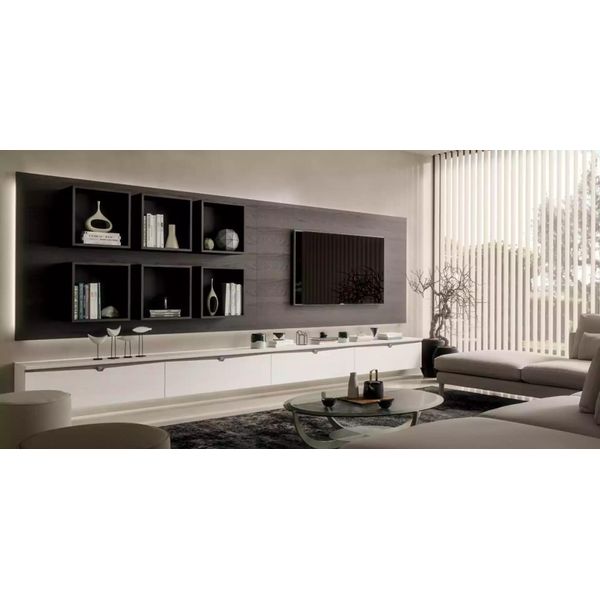 Mobile A Muro Di Design Scaffale Soggiorno Porta Tv Mensole A Muro In Legno Italia-image