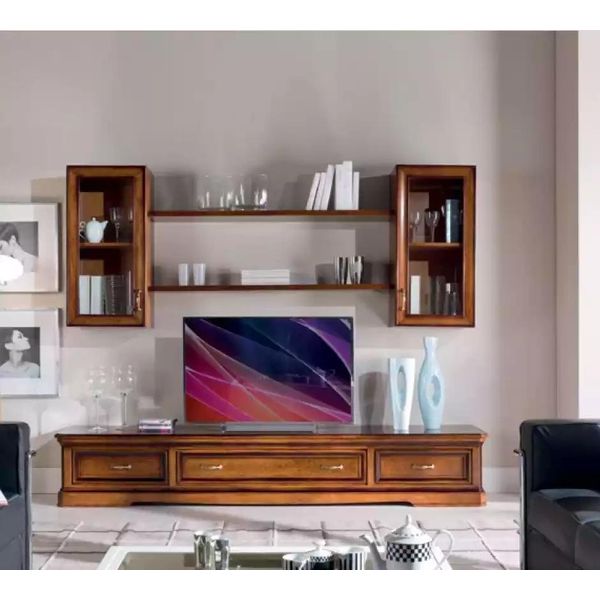 Soggiorno Stile Moderno Pareti Attrezzate 5 Pezzi Set Vetrine Basse Scaffale Nuovo-image