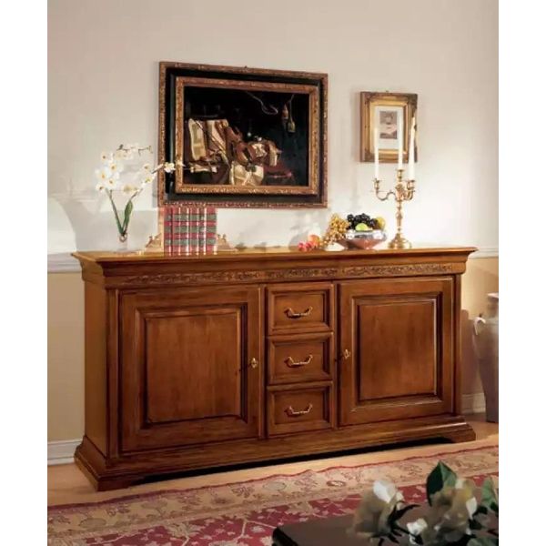 Cassettiera In Stile Classico Mobile Credenza Italiano Marrone Nuovo-image