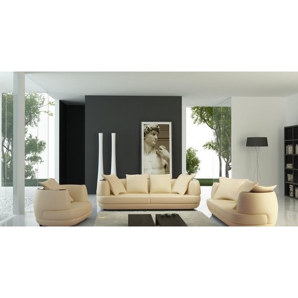 Set Di Divani Royal Luxury Designer Couch Upholstery 3+2+1 Leather Sofa Seat Beigea-image