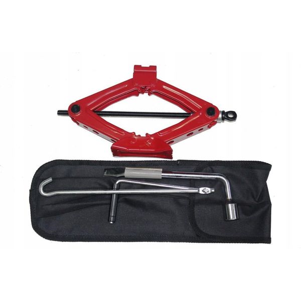 Set Di Cric Trapezoidale 1T Con Chiave Per Ruote E Custodia – Robusto E Pratico-image