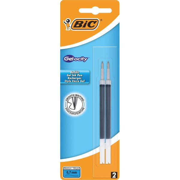 Bic® 862228 Gel-Mine - Dokumentenecht, Metallspitze 0,35 Mm, Schwarz, 2Er Pack-image