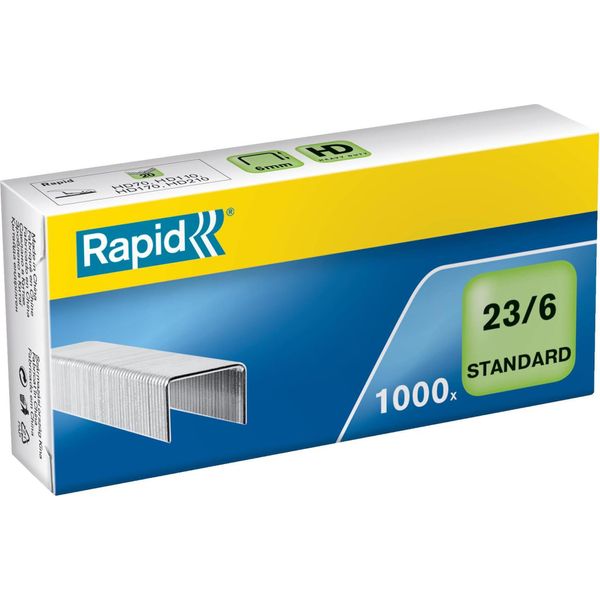 Rapid® 24869100 Graffe Standard 23/6 Mm, Zincate, 1000 Pezzi-image