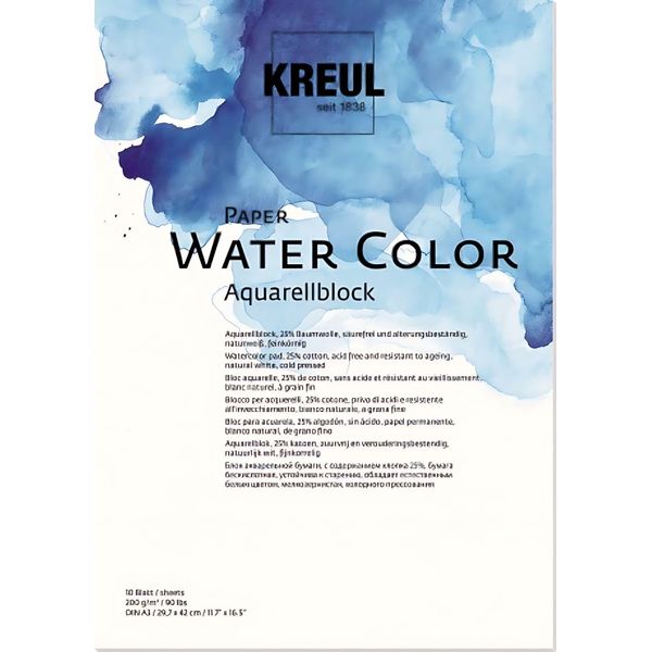 Kreul Carta A Blocchi Per Artisti A Colori Ad Acqua, Din A3, 10 Fogli-image
