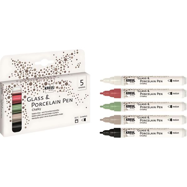 Kreul 16570 Penna Per Vetro E Porcellana Kreul, Gesso, Set Da 5 Pz-image