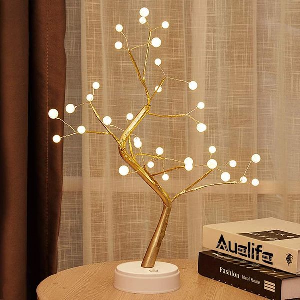Led Pearl Tree Lampada Bianco Caldo Artificiale Albero Bonsai Luce Notturna Luci Decorative Batteria Operata Decorazione Interna-image