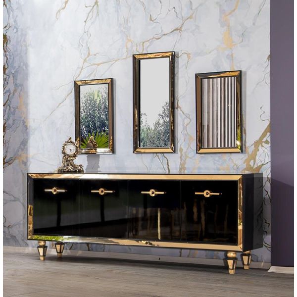 Credenza Con Specchio Nero Design Jvmoebel-image