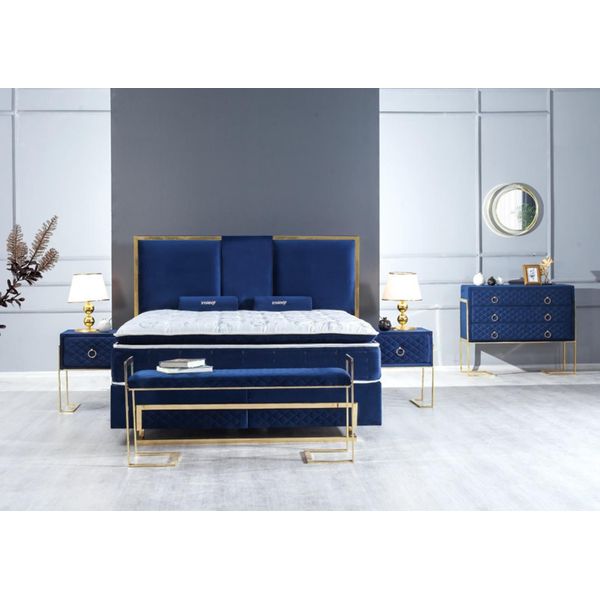 Letto Blu Metallo Mobili Design Elegante Camera Da Letto Mobili Lusso Moderno Nuovo-image
