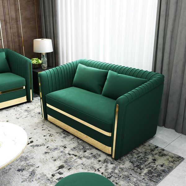 Verde Divano Di Design Divano Imbottito Xxl 2 Posti Grandi Divani Divani Tessile Pelle Nuovo-image