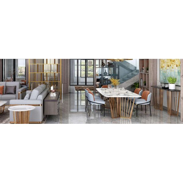 Sala Da Pranzo Soggiorno Tavoli In Acciaio Inox Design 180X90Cm Mobili Tavolo Da Pranzo Tavolo-image