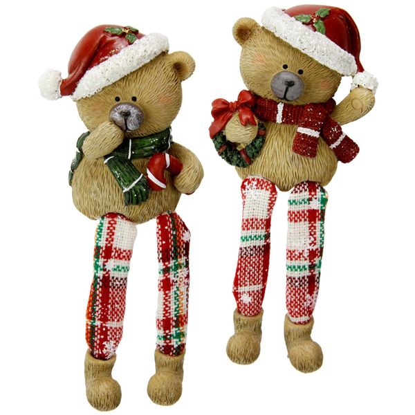 Dekofigur I.Ge.A. "Kantenhocker BäR", Braun, B:6Cm H:16Cm, Magnesia, Dekofiguren, 2Er Set Figur Statue Weihnachtsfigur Ornament Weihnachtsdeko-image