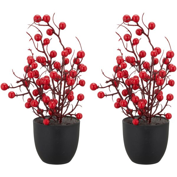 Winterliche Kunstpflanze Creativ Green "BeerenbäUmchen", Rot, H:25Cm, Kunststoff, Kunstpflanzen, In Niedlicher GrößE-image
