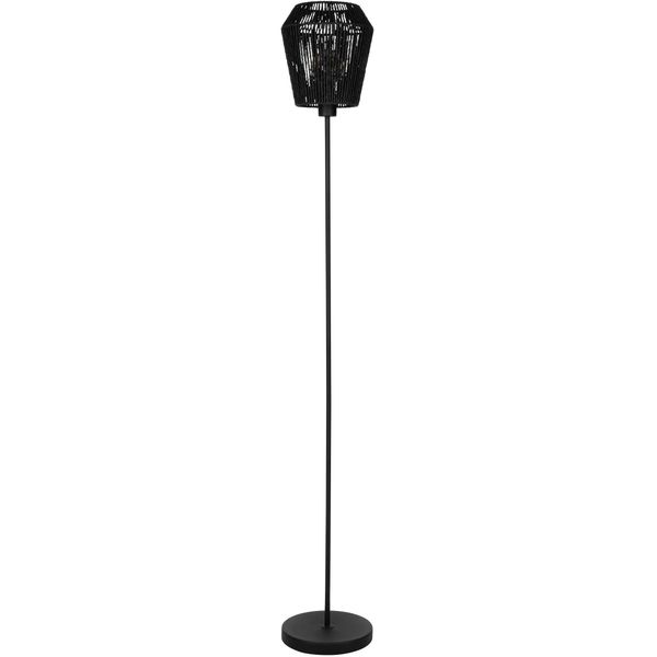 Eglo Stehlampe "Persley Stehlampe, Wohnzimmerlampe Aus Metall Und Papier, E27, Lampe", Schwarz, 1, Ø 22Cm H: 155,5Cm, 1 Stk., Leuchten, Stehleuchte - H155,5 X Ø22 Cm - Schwarz - 1X60W Exkl., Stehlampe-image