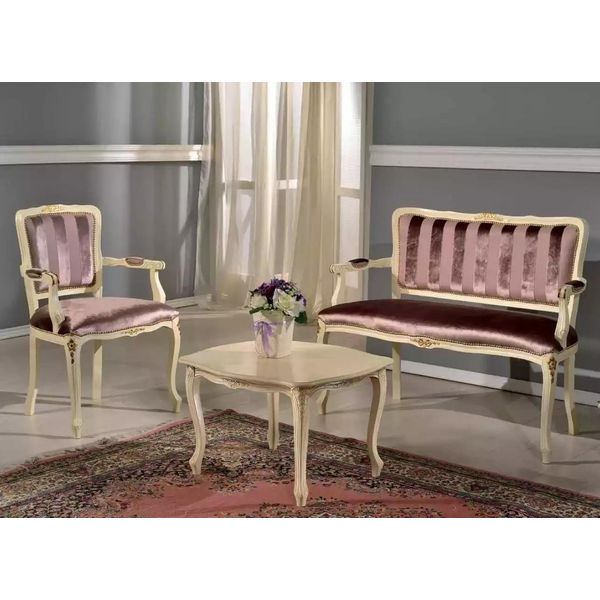 Set Classico Panca Poltrona Mobili Soggiorno Panche Set Nuovo-image