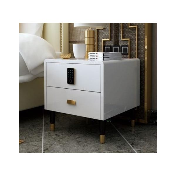 Comodino Comodino Cassettiera Tavolino Console Oro Lucido Tavolo Bianco-image
