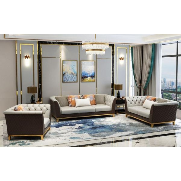 Divano Set Divano Seduta Tappezzeria Set Completo 3+2+1 Divani Design Chesterfield-image
