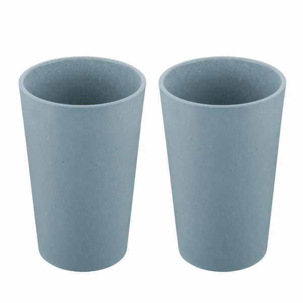Koziol Becher Connect Cup L 2Er Set, BiozirkuläRer Kunststoff, Nature Flower Blue, 350 Ml, 7022716-image
