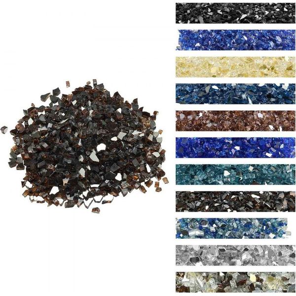 Vetro Da Fuoco 4,5 Kg - Rocce Di Vetro 12,7 Mm - Decorazione In Vetro Per Caminetto E Pietre Di Vetro Color Rame Per La Decorazione Del Caminetto-image