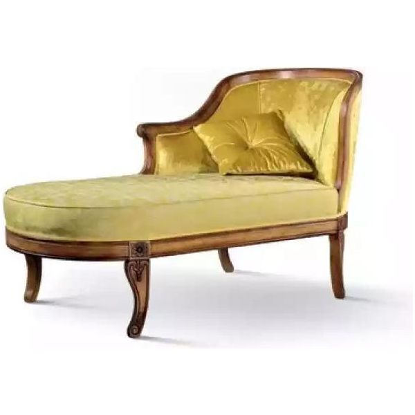 Chaise Longue Tessuto Divano Chaise Reclinabile Classico Giallo Divano Tessile Nuovo-image