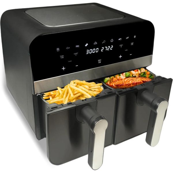 Comfy Nest CN-AFD45NB: Friggitrice Digitale Ad Aria Con Doppio Cestello Nera Da 2400 W - 9 Litri-image