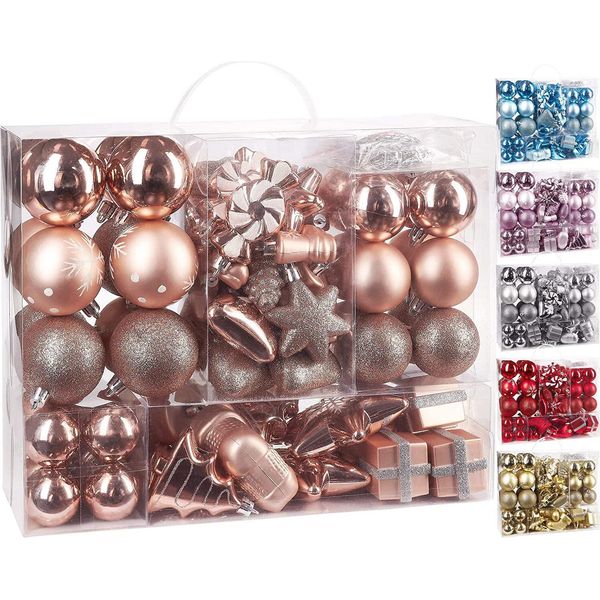 Brubaker Set Di 77 Pezzi Di Baubles Natalizi Decorazioni Per L'albero Di Natale Oro Rosa/Argento-image