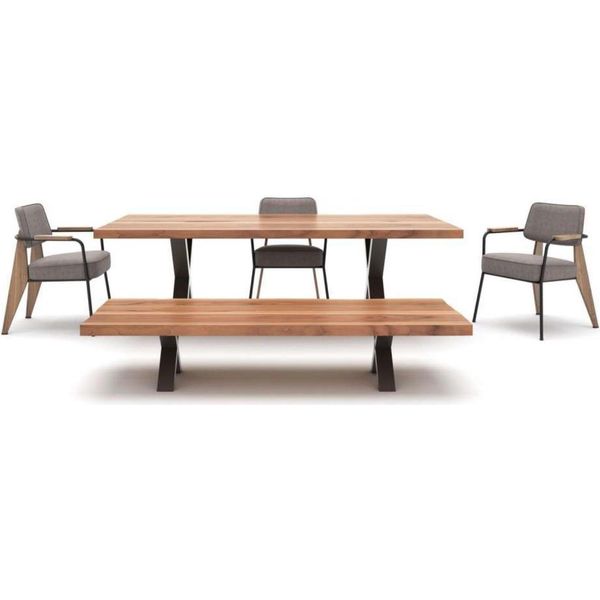 Set Per Sala Da Pranzo Di Design Tavolo Da Pranzo Sedie Panca Da Pranzo Mobili In Legno In Stile Moderno-image