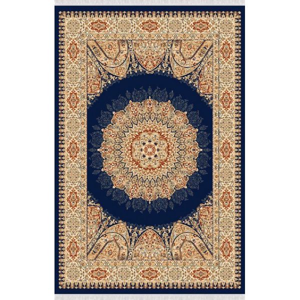Tappeto Vintage A Pelo Corto Ornamento Tappeto Soggiorno Blu Beige-image